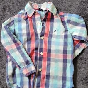 Nautica Plaid Button Down Long Sleeved Shirt